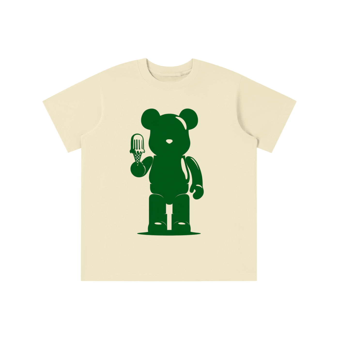 Green Teddy Ice Cream graphic t-shirt featuring playful teddy bear artwork inspired by creativity and fun design.