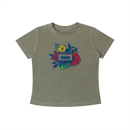 Retro Cassette Floral Graphic Tee
