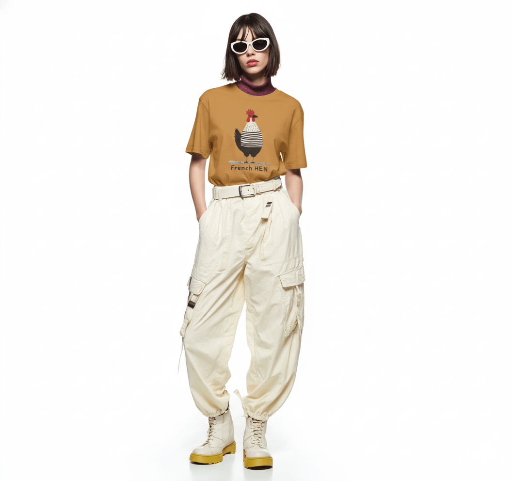 French Hen Teen T-Shirt | Whimsical Farm Art Tee