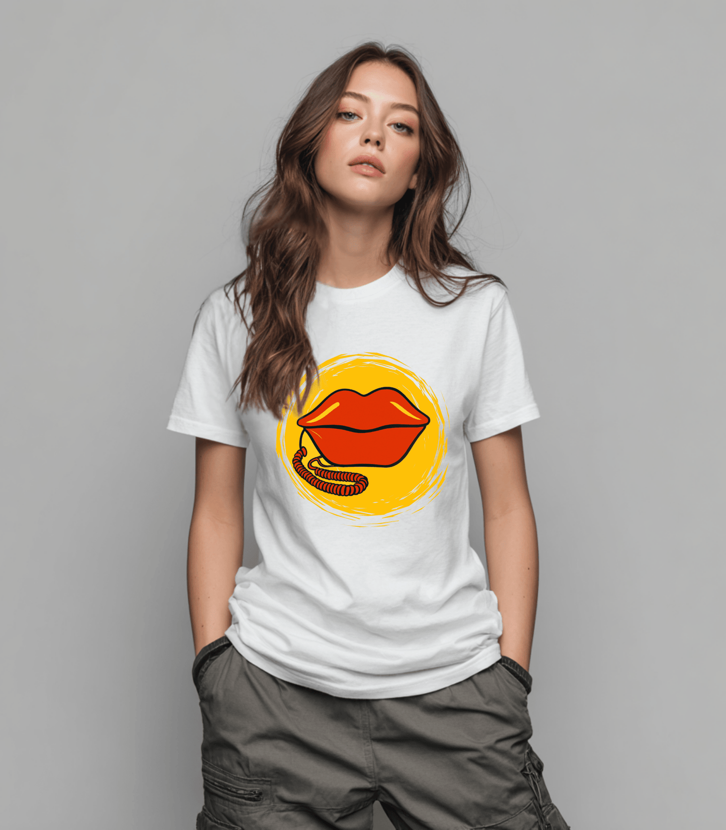 Golden Kiss Teen T-Shirt | Pop Art Lips Graphic Tee