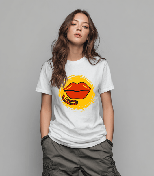 Golden Kiss Teen T-Shirt | Pop Art Lips Graphic Tee