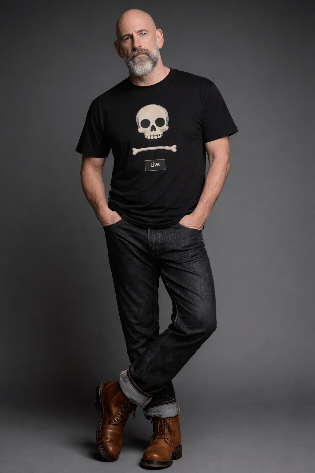 Live Skull T-Shirt | Minimal Skull Graphic Tee
