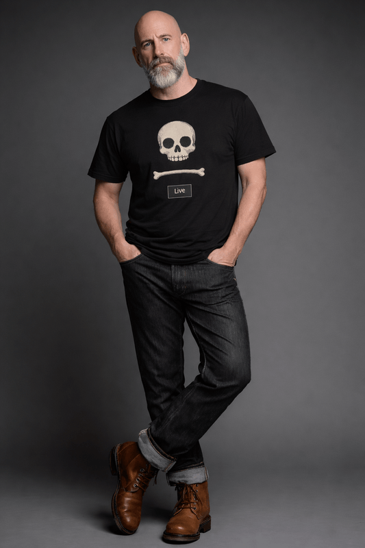 Live Skull T-Shirt | Minimal Skull Graphic Tee