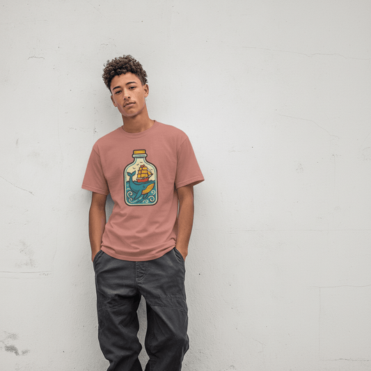 Sail in a Bottle Teen T-Shirt | Ocean Adventure Art Tee
