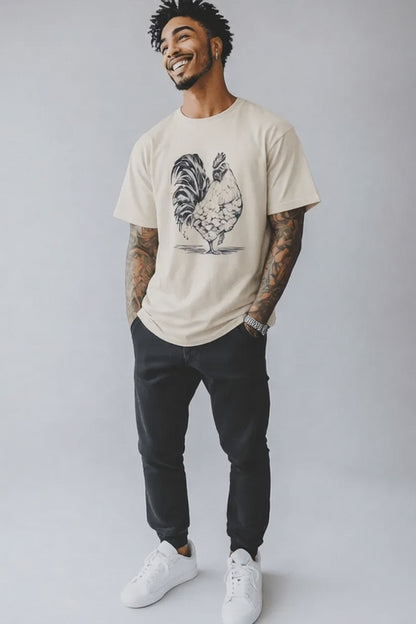 Vintage Rooster Illustration T-Shirt | Rustic Farmhouse Graphic Tee