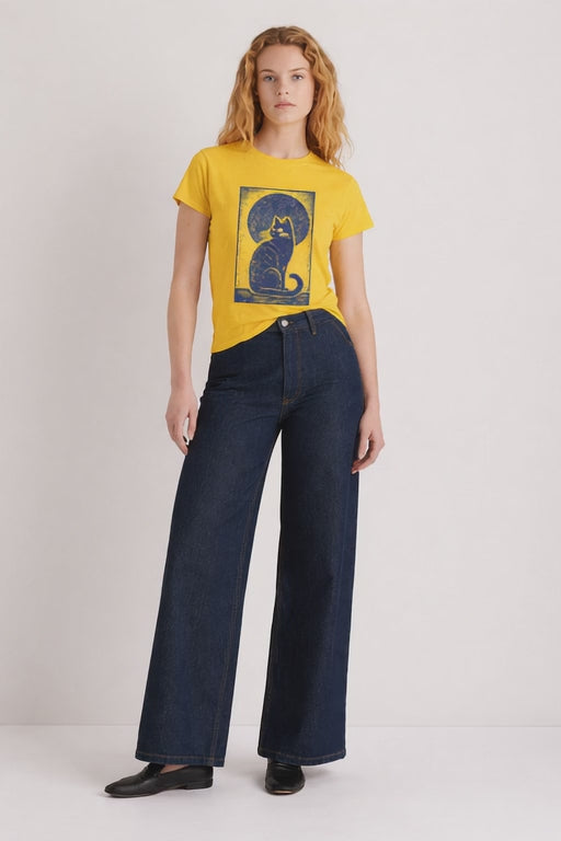 Vintage Linocut Black Cat