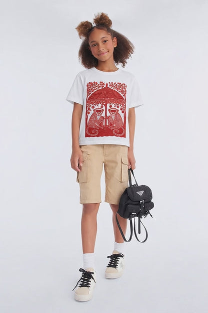 Twin Monkeys Under Umbrella T-Shirt