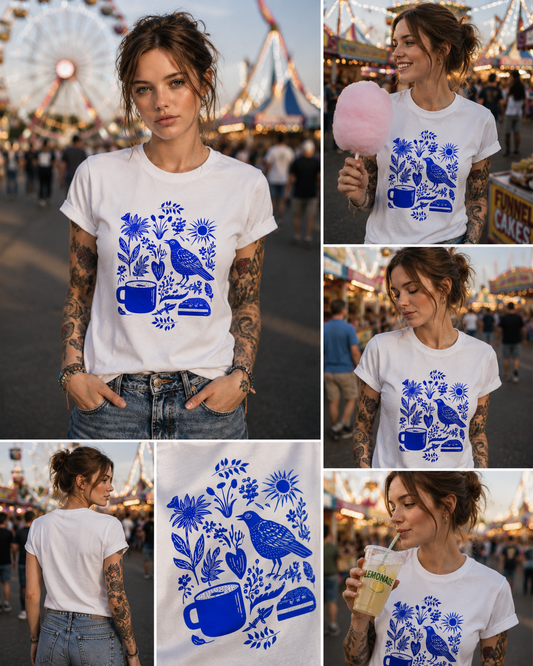 Indigo Morning Garden tee