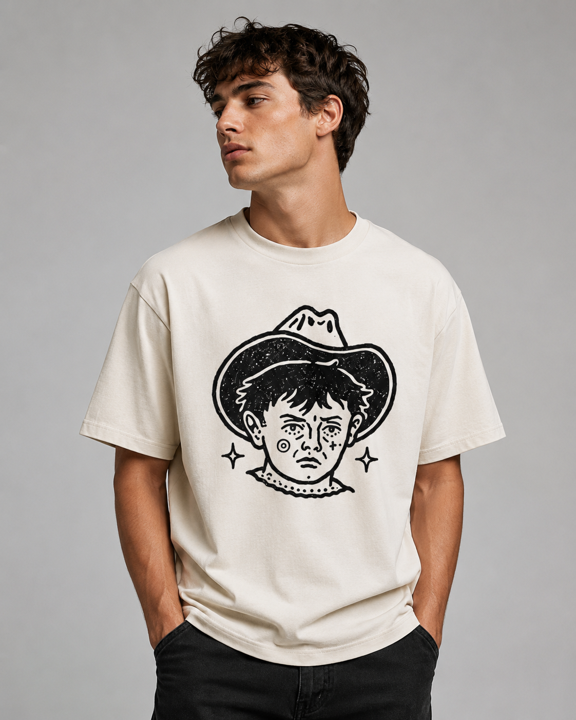 Lonesome Cowboy graphic t-shirt featuring western-inspired artwork celebrating rugged Americana and frontier spirit.