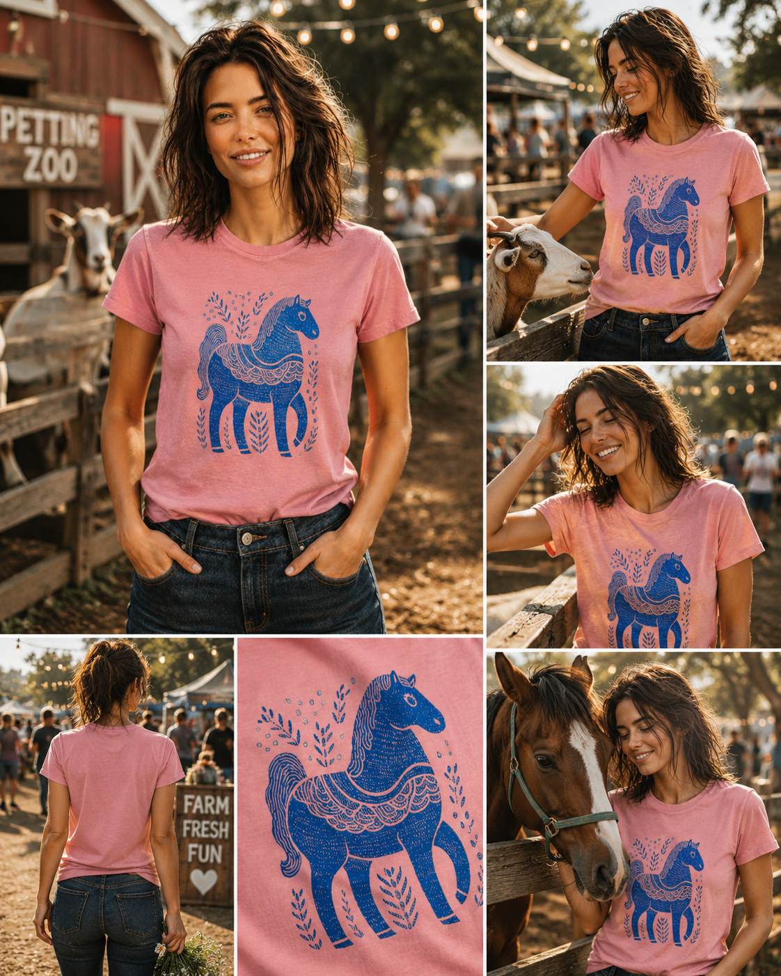 Blue Folk Horse Tee