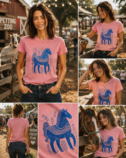 Blue Folk Horse Tee
