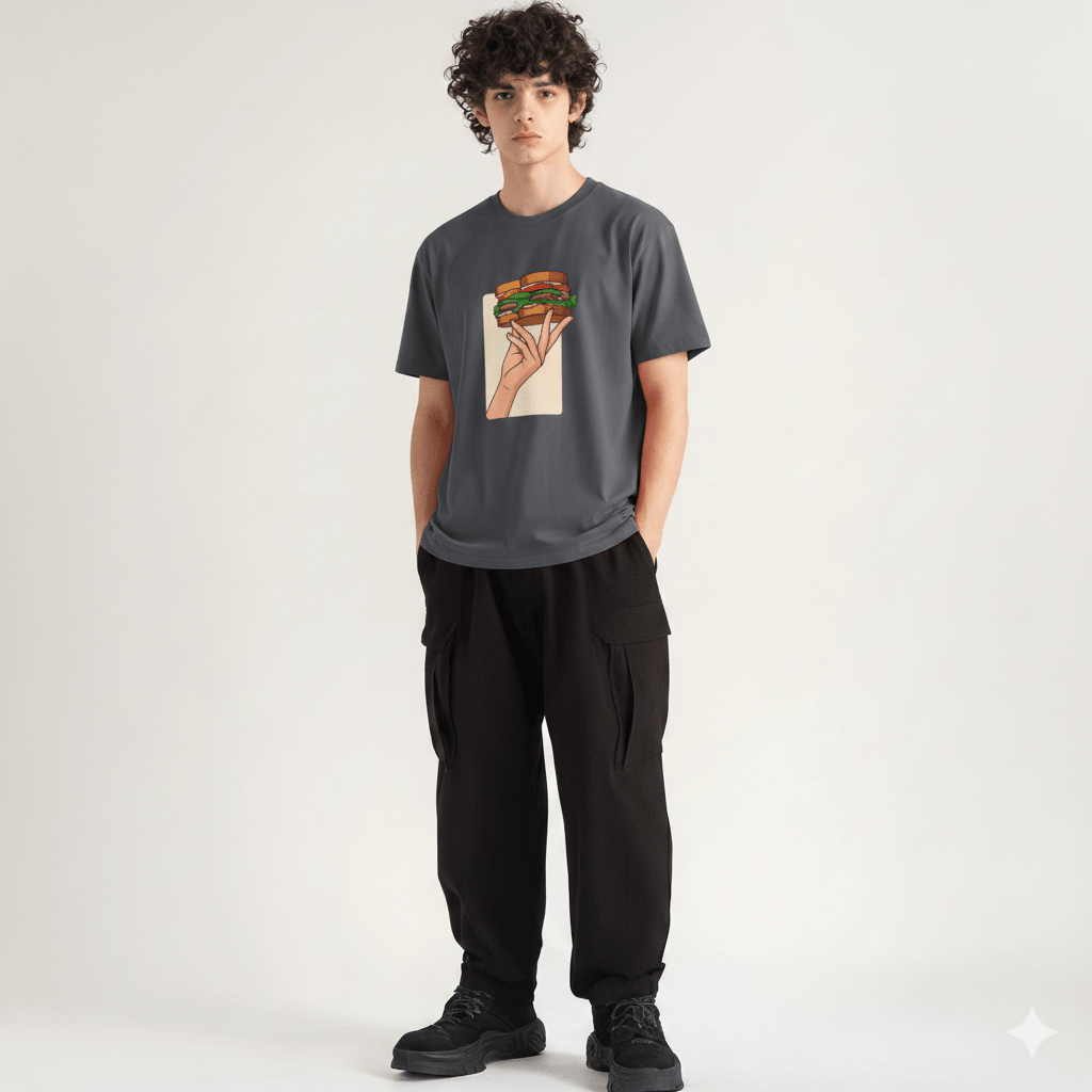 Hand Held Burger Teen T-Shirt | Del Lago Greenwich