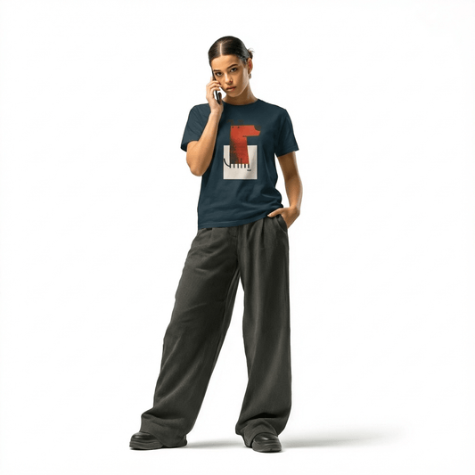 Modern Dog Teen T-Shirt | Playful Geometric Animal Tee